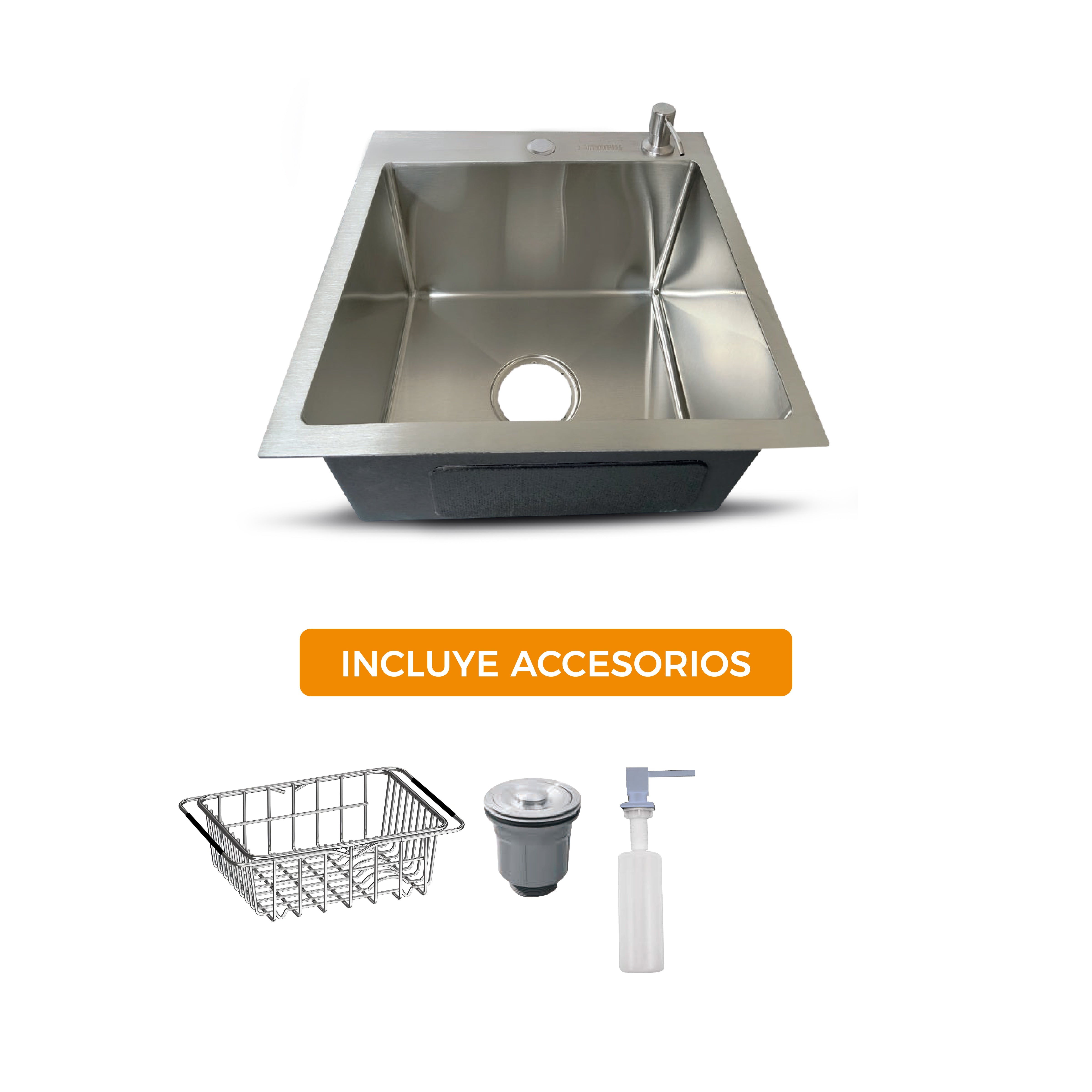 Prm-4545S Lavadero PRM De Acero Inox. Satinado C/Acces. 45X45X23Cm - Fratelli